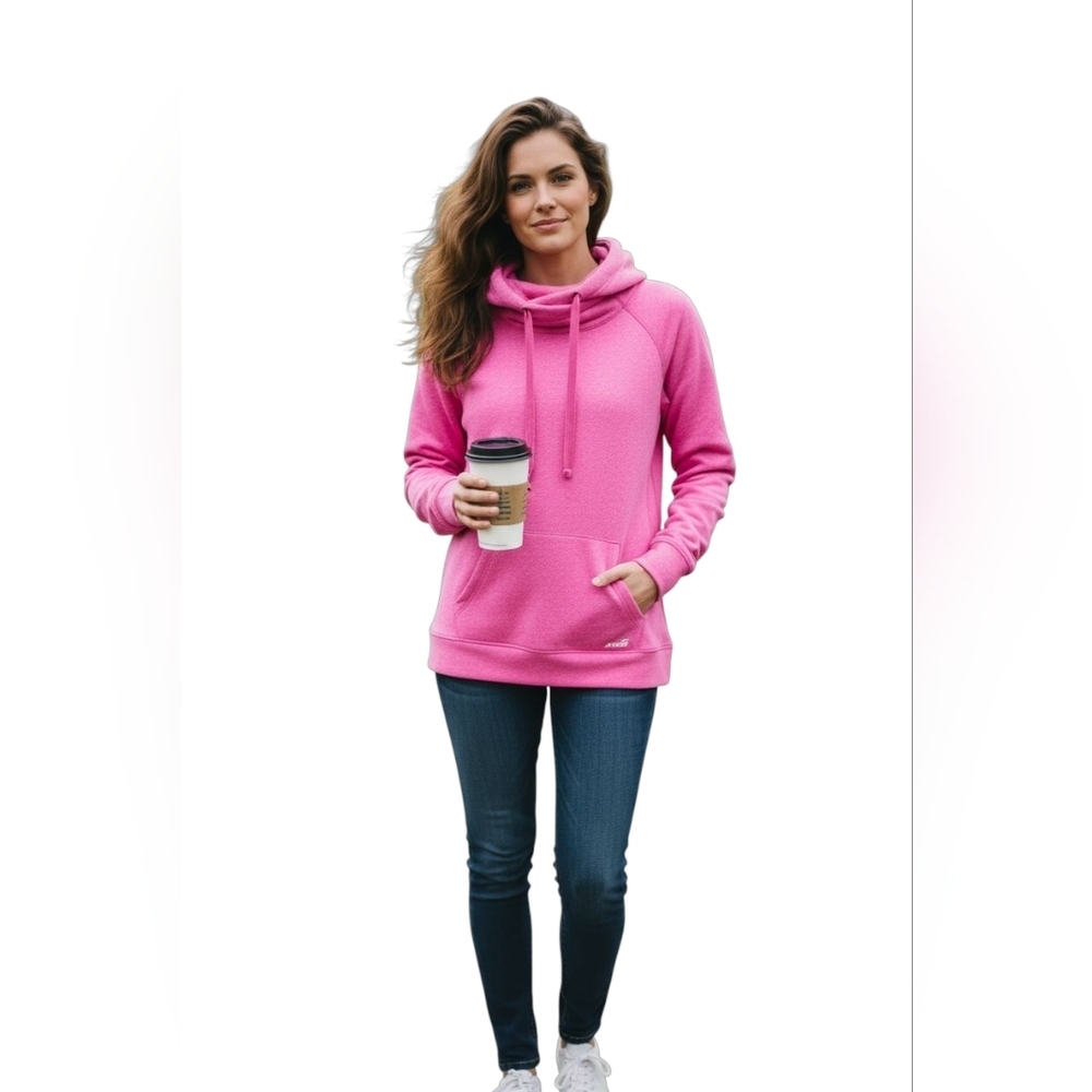 AVIA Women's Pink Fleece Hooded Pullover Sweatshirt